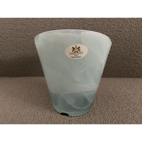 Spain Design Guild ECO Glass Vase Bluish White Swirl Recycled Art Glass - Picture 1 of 8